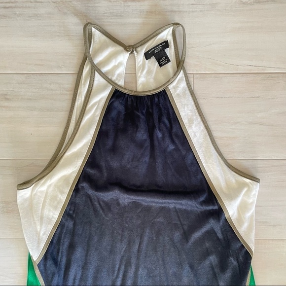 Ann Taylor Colorblock Halter Hi-Low Midi Dress - Picture 2 of 6